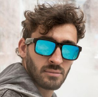 Man in audio sunglasses